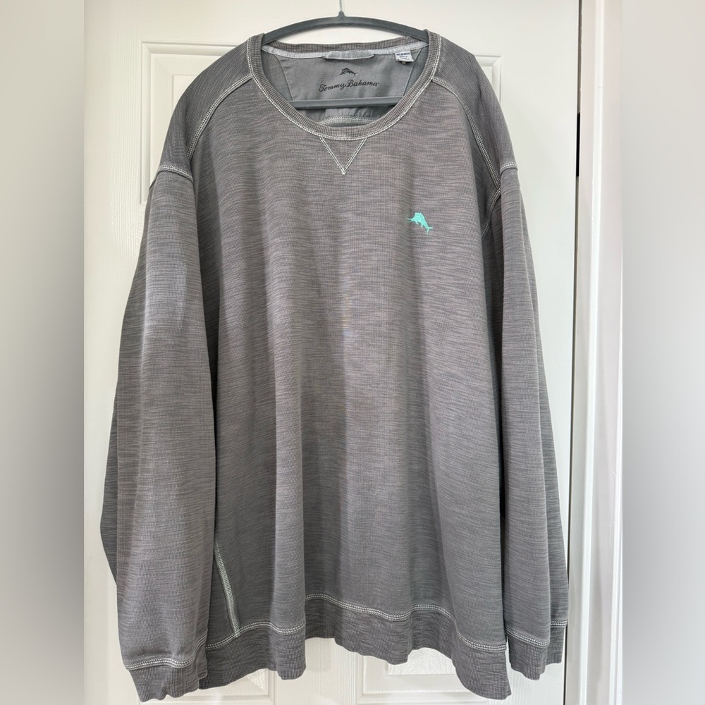 Tommy Bahama Men’s Crewneck Gray Sweatshirt with Embroidered Logo -Size 4XL